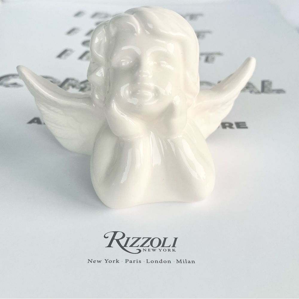 Ivory Porcelain Angel Cherub Baby with Beautiful Wings Christmas